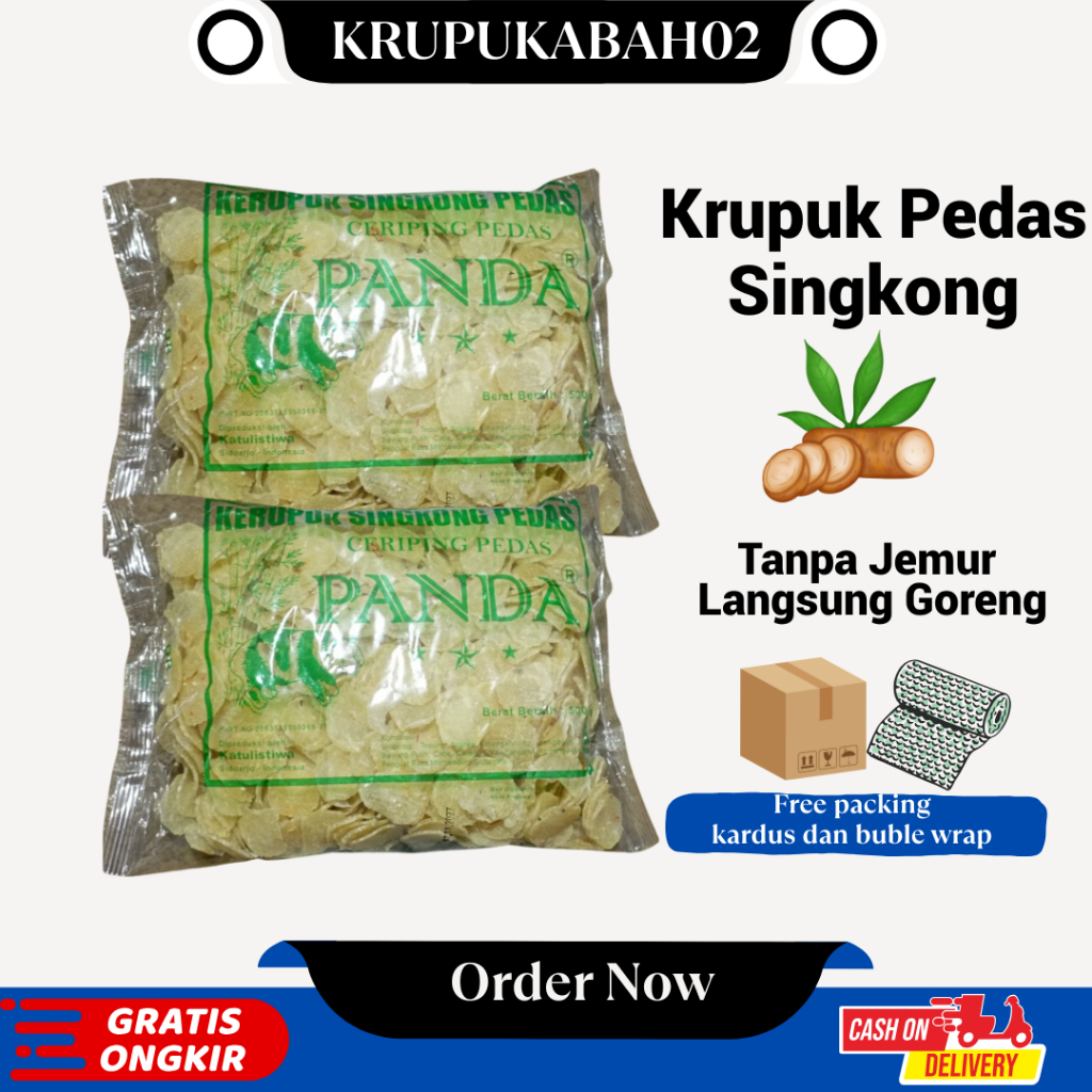 Kerupuk Singkong Pedas Krupuk Panda Cepiring Pedas 500 Gram