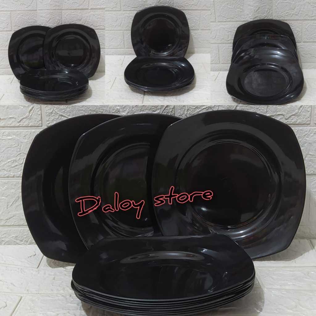 1 lusin piring kotak saji plastik piring kotak persegi 22 cm / piring makan