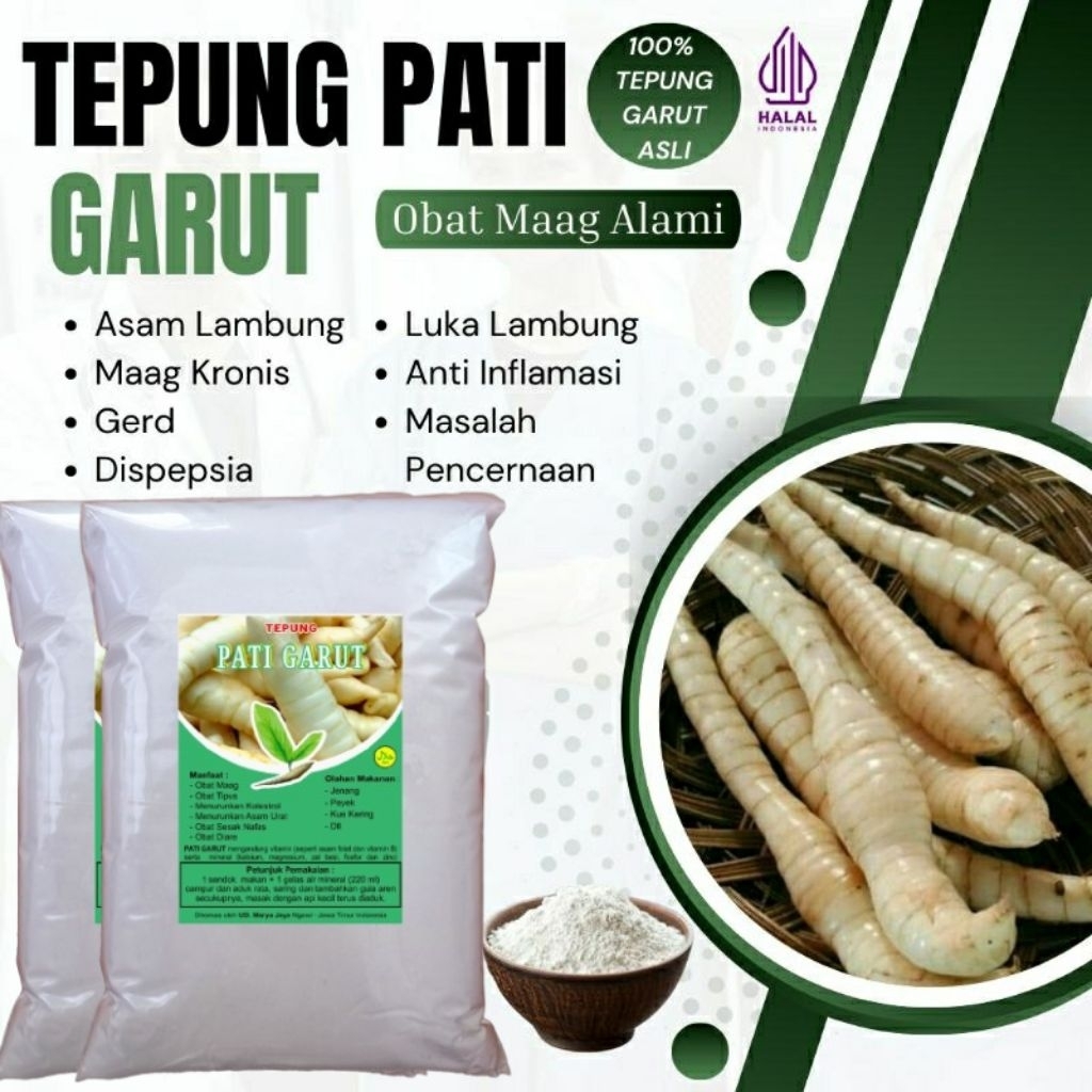 

Tepung Pati irut garut angkrik tepung garut pati asam lambung 2Kg asli original kemasan 500gram