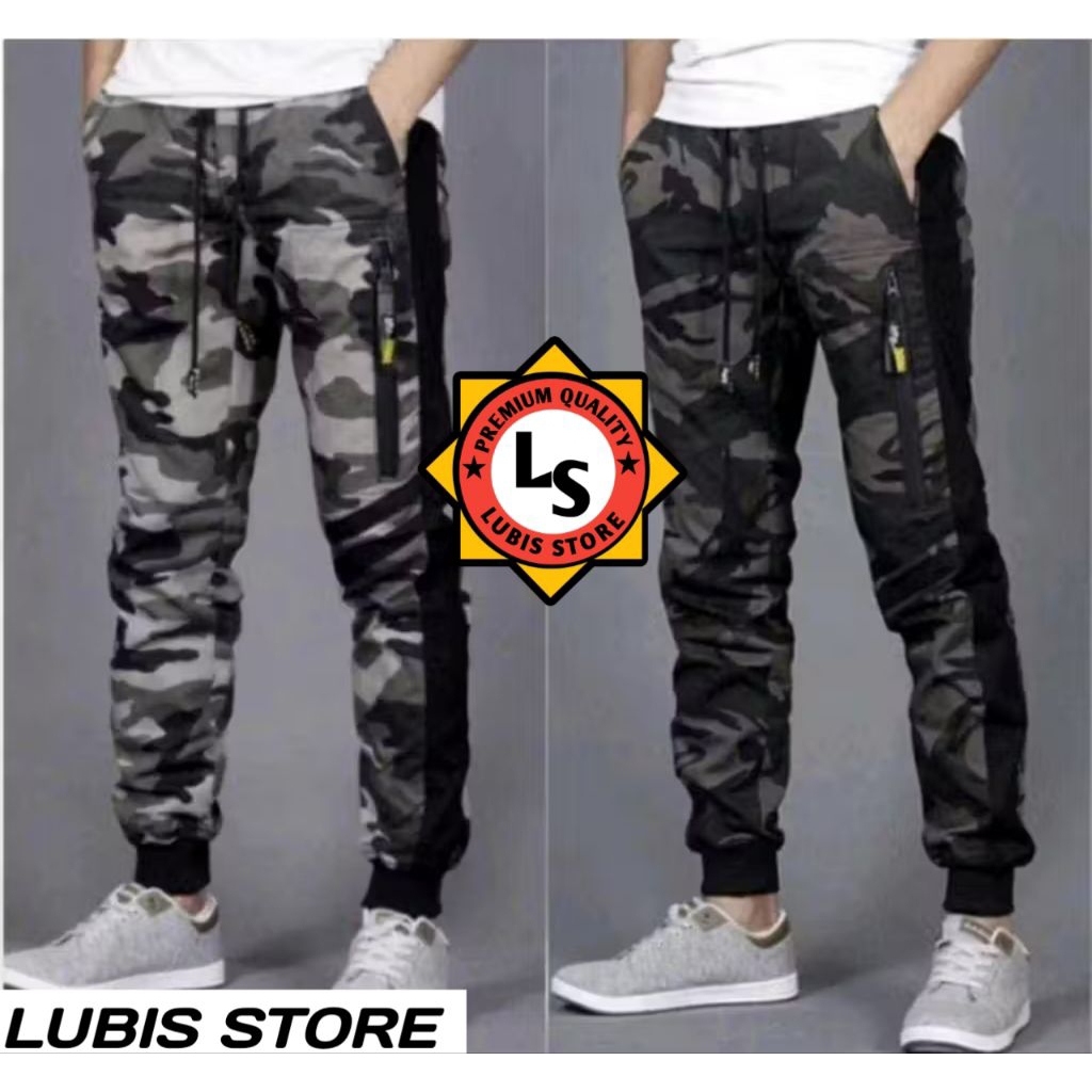 celana panjang pria loreng rusian camouflage bahan kain twil tidak mudah luntur