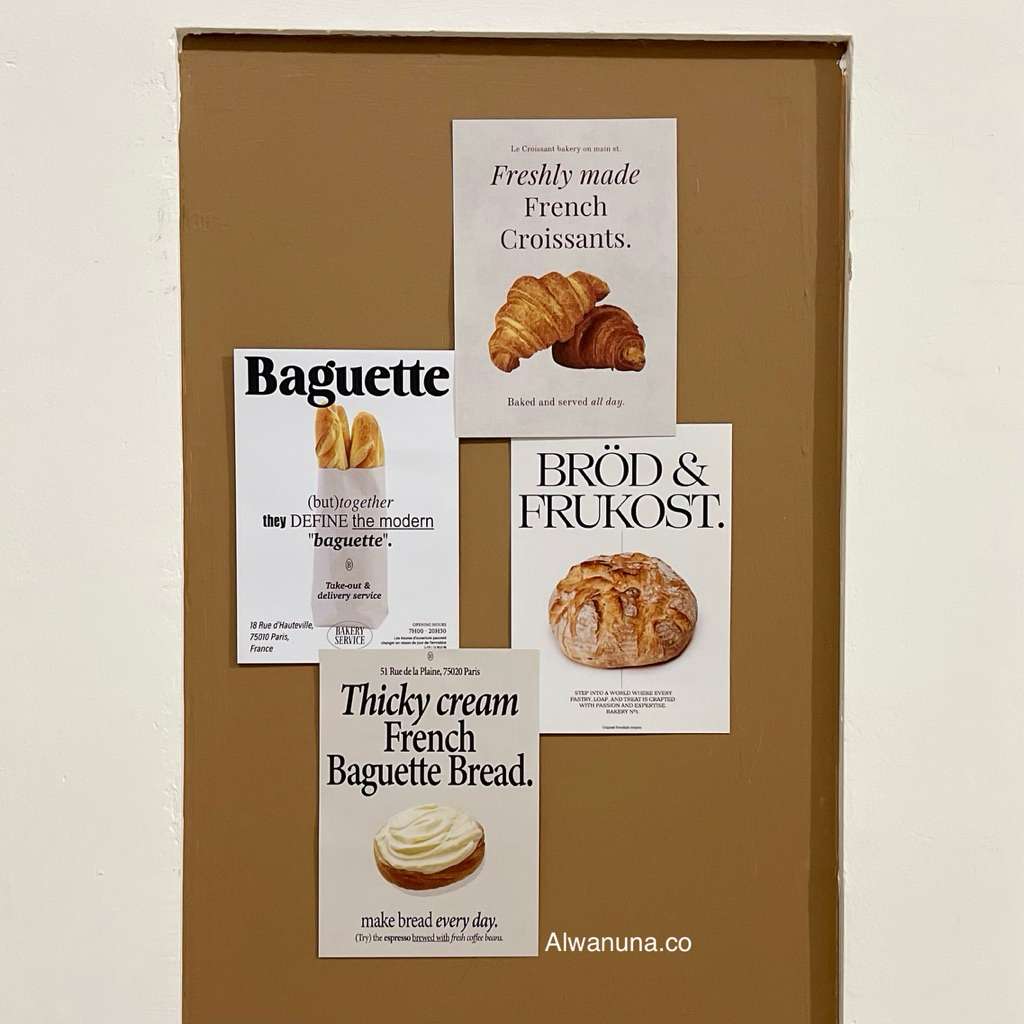 

4 lembar poster kertas aesthetic tema roti bread rustic home deco scrapbook paper hiasan dinding background foto photo cake bread recipe