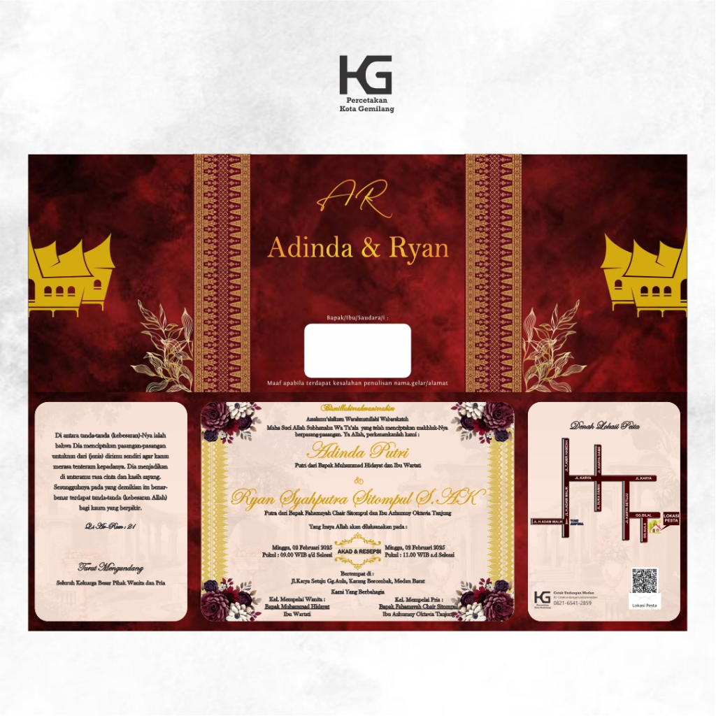 CANTIK Cetak Undangan Pernikahan Murah Adat Padang Minang Kekinian di Medan