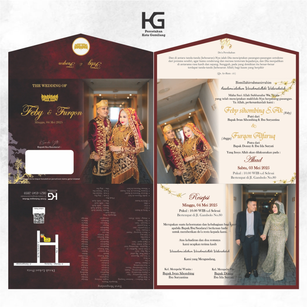 Undangan Pernikahan Semi Amplop Tema Minang / Padang - Cetak Undangan Murah - Undangan Kekinian