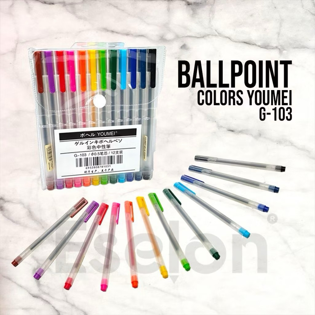 

12warna pulpen gel warna warni / 12pcs pulpen gel warna warni / Pulpen Gel Youmei 12 Colors G103