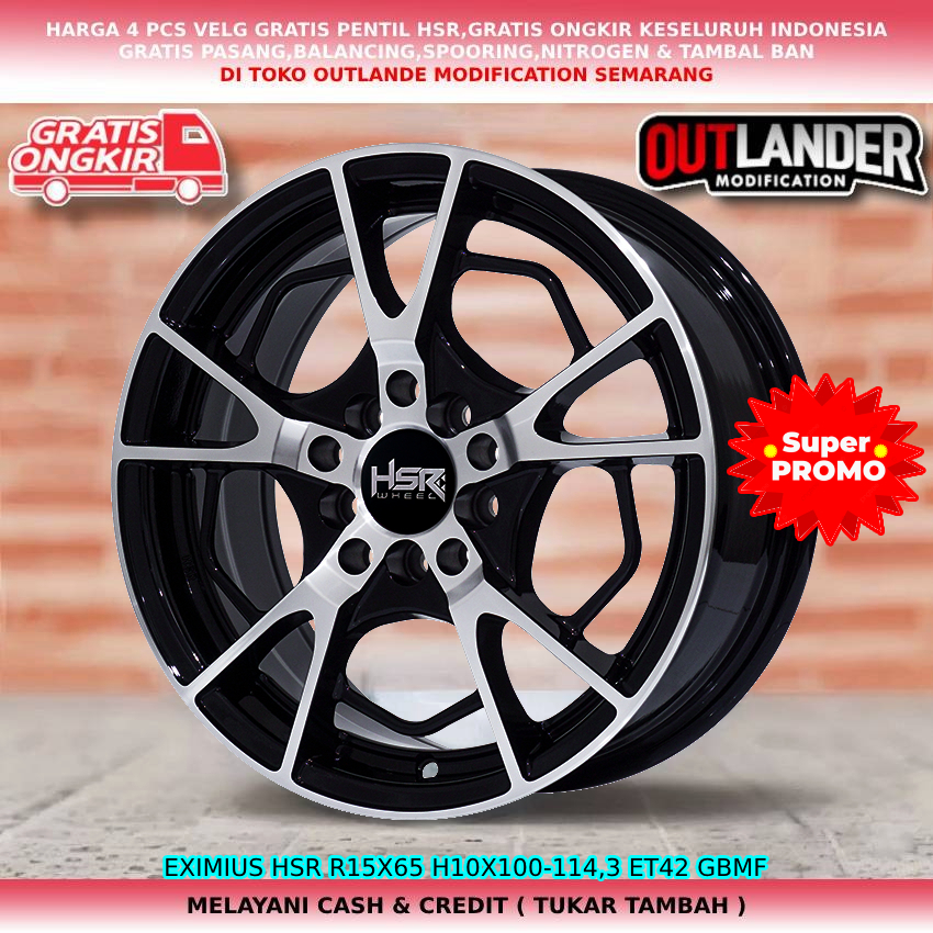 pelek racing ring15 untuk mobil Ertiga Grandmax Cedric Elgrand Juke dll hsr eximius ring15