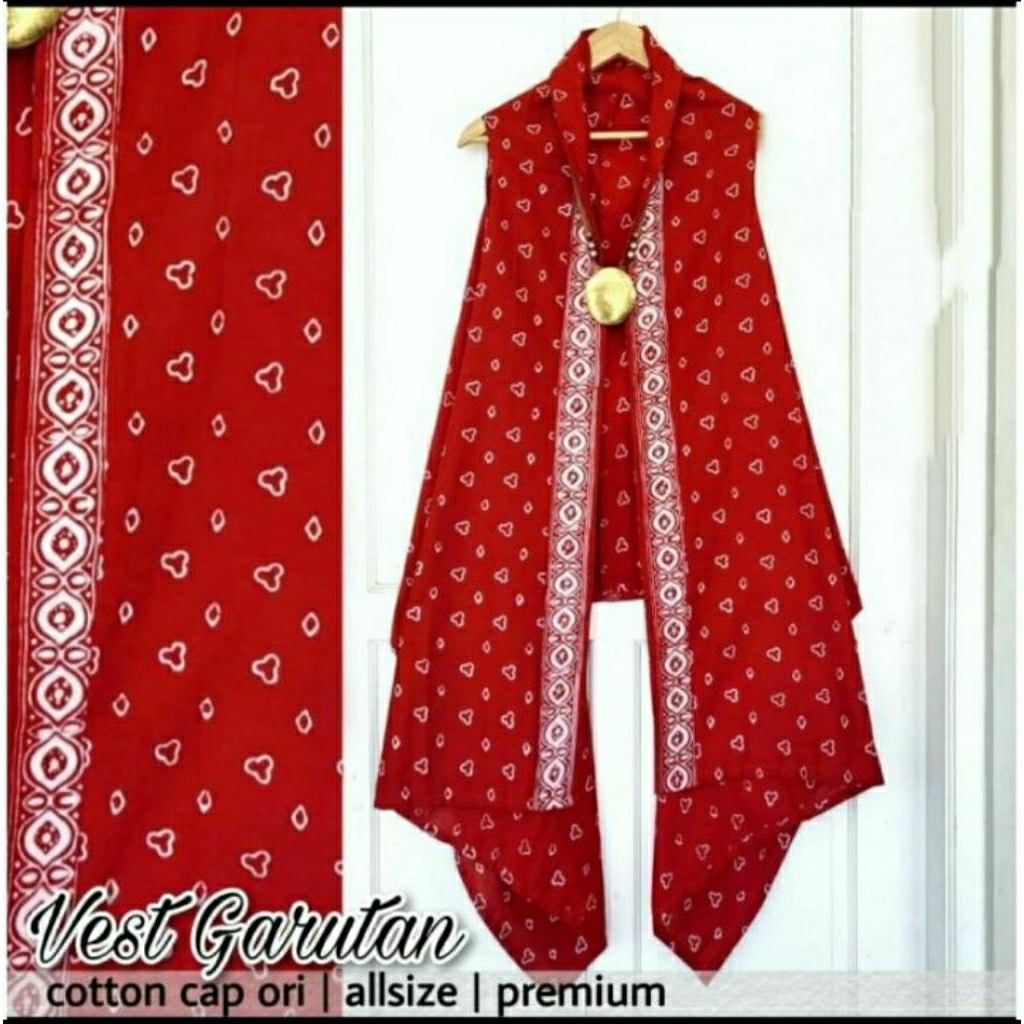 Vest Garutan Tanpa Lengan Batik Solo Cardi Outer Batik Wanita
