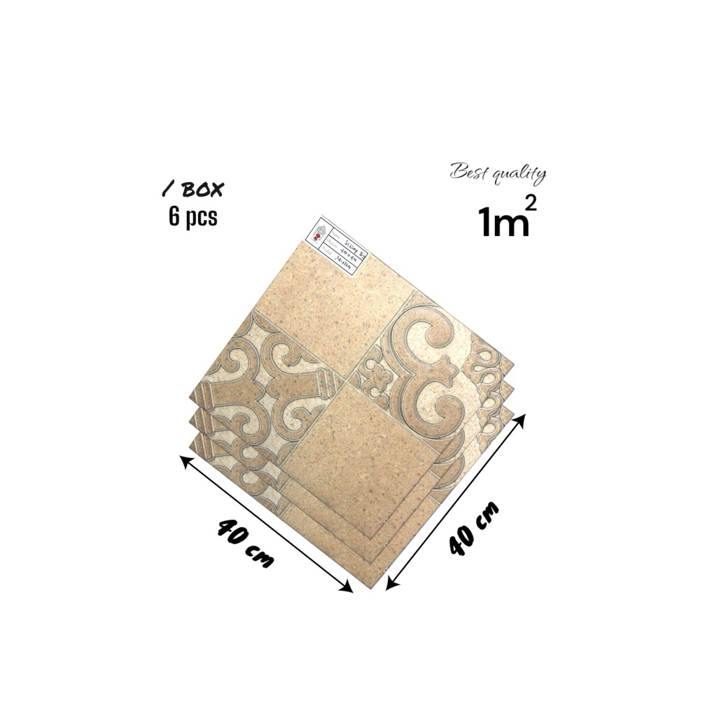 Keramik Lantai Kasar 40x40 Sidley Beige Keramik Mulia Ceramic Garasi/Carpot Grade A Isi 6pcs