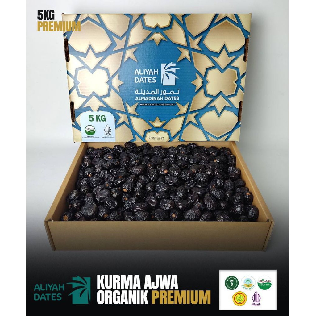 

Kurma Ajwa Aliyah Premium Lembut Legit 5 kg Panen Baru
