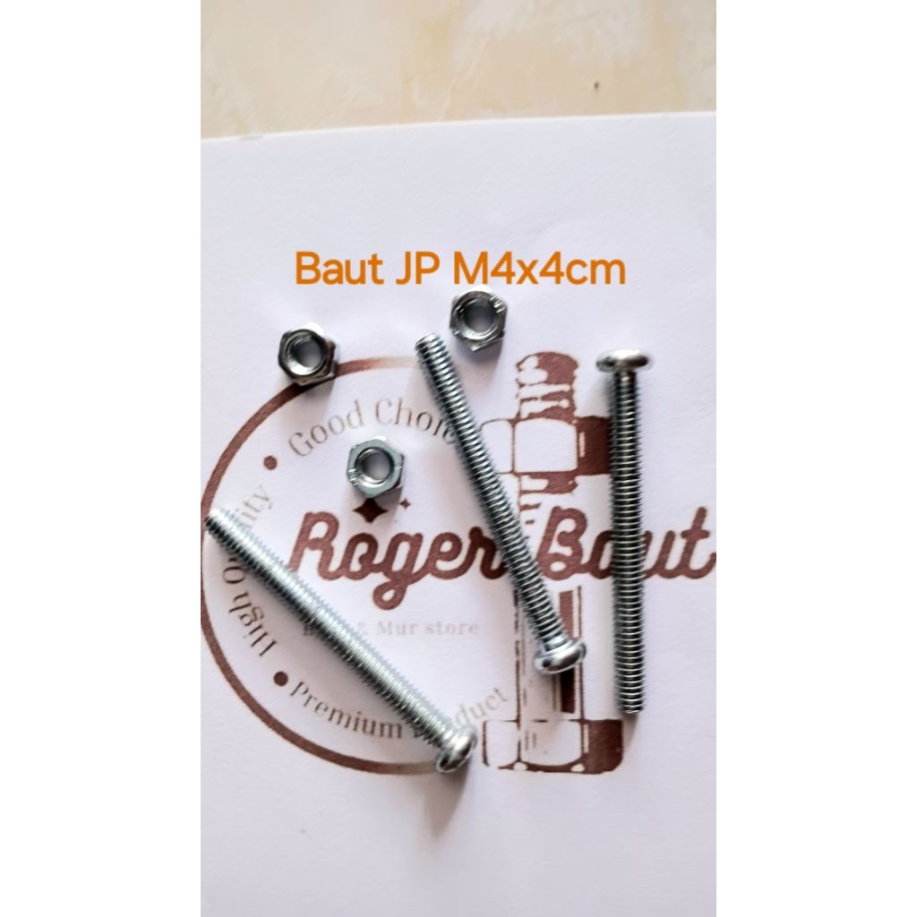 Baut Mur JP M4 x 4cm Kunci Obeng (+) Galvanis
1. Diameter Kepala Baut 10mm
2. Tebal Kepala Baut 3.5m