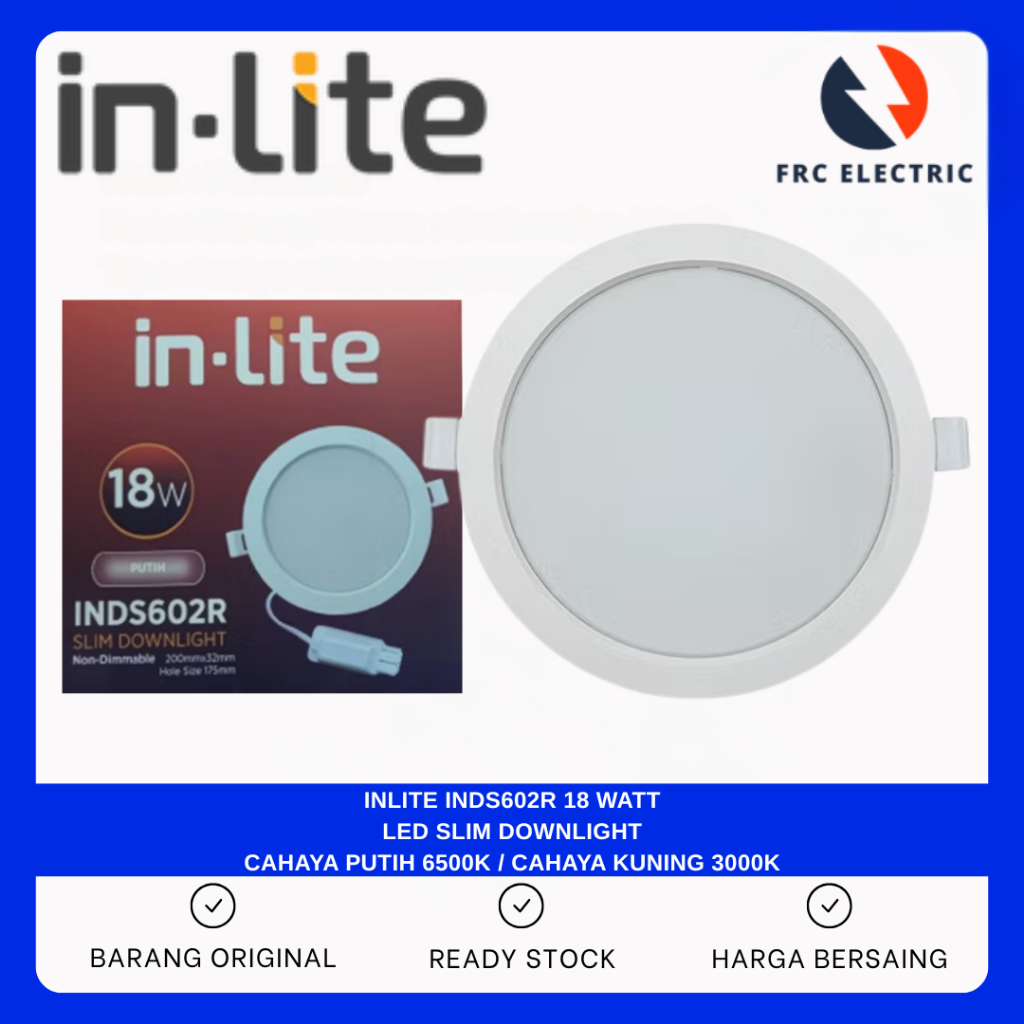 InLite INDS602R 18 Watt - Lampu Downlight - Lampu Plafon - Lampu Plafon Bulat - Lampu Panel Bulat - 