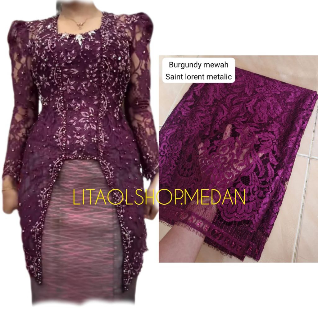LITAOLSHOP.MEDAN BAKAL KEBAYA semiprancis saint lorent metalic