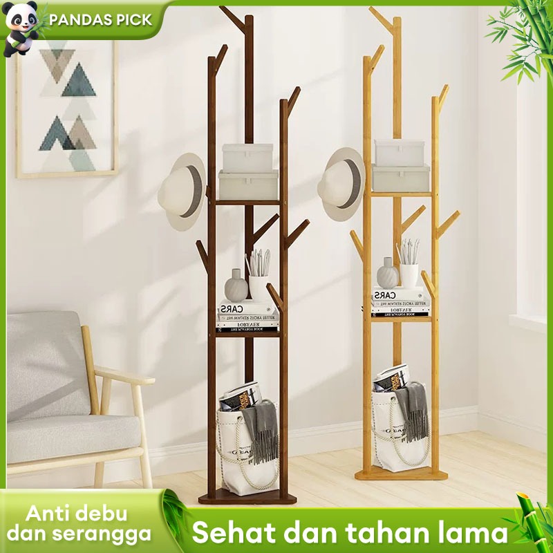 Stand Hanger Rak/Rak Mantel Kayu/Kayu Gantungan Baju/Coat Rack Gantungan Tas Dan Topi