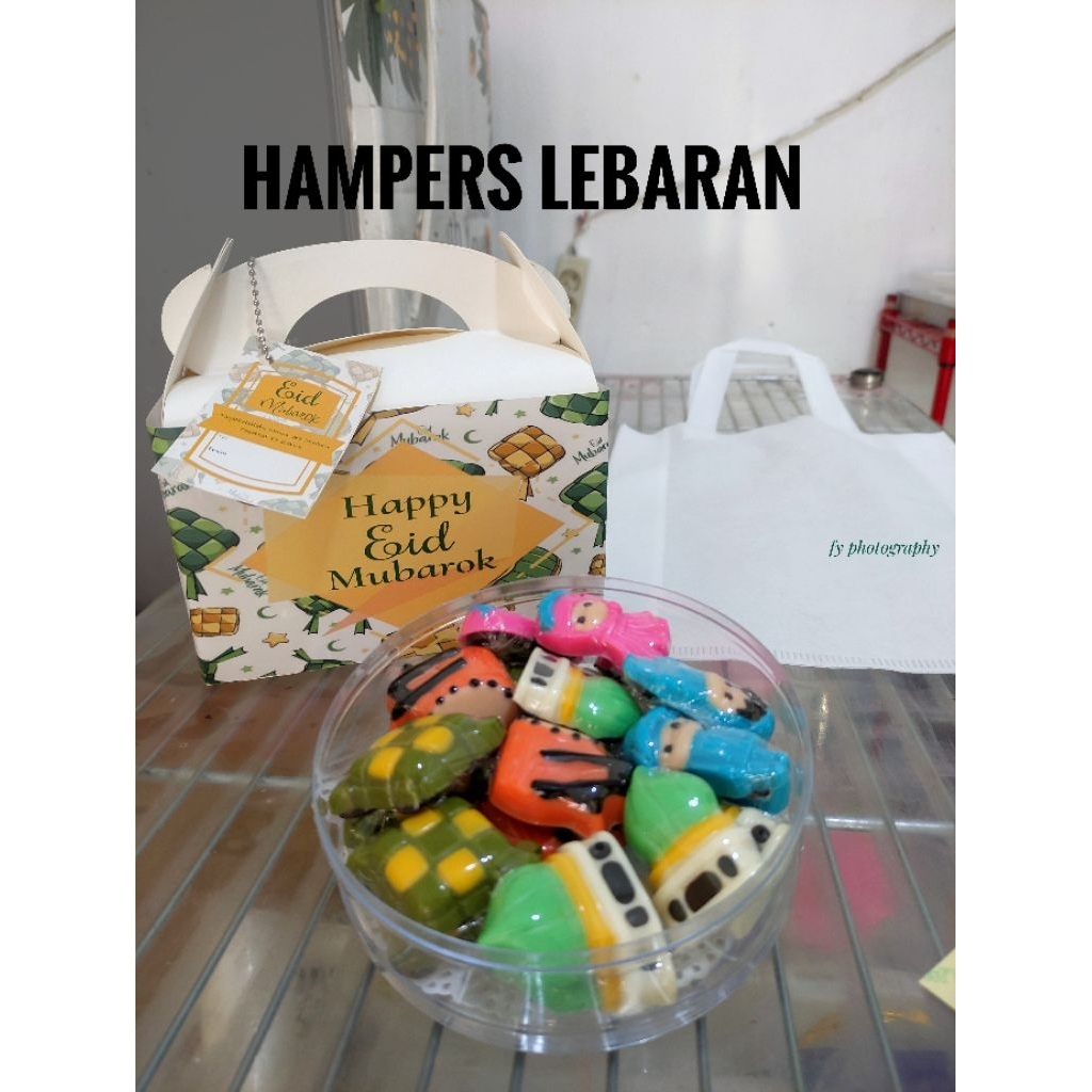 

Hampers soft box jinjing tema Lebaran isi 2 toples coklat