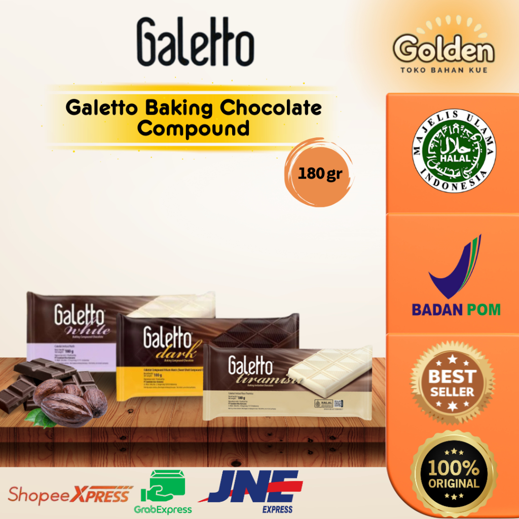 

Galetto Baking Chocolate Compound 180 Gr, 250 gr / Coklat Batang Murah