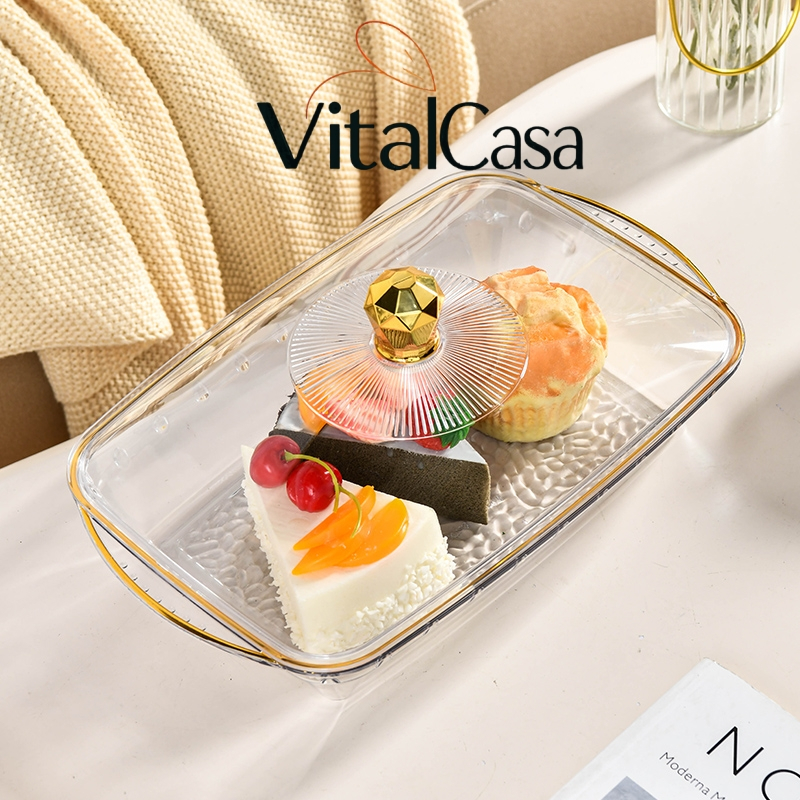 Produk Terbaru---Aesthetic / Nampan Saji Dengan Tutup/Piring persegi panjang transparan (dengan tutu