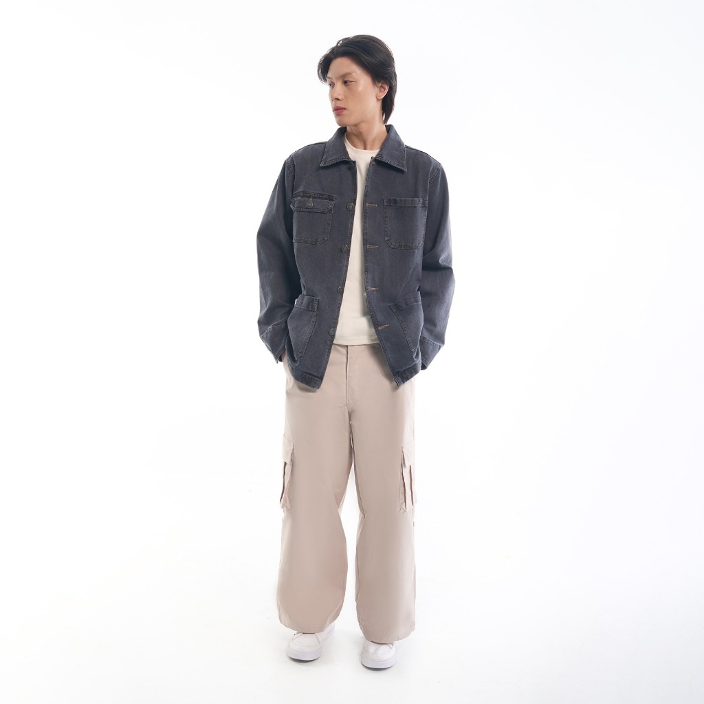 M231 Shift Jaket Denim Pria Dark Grey 0998B