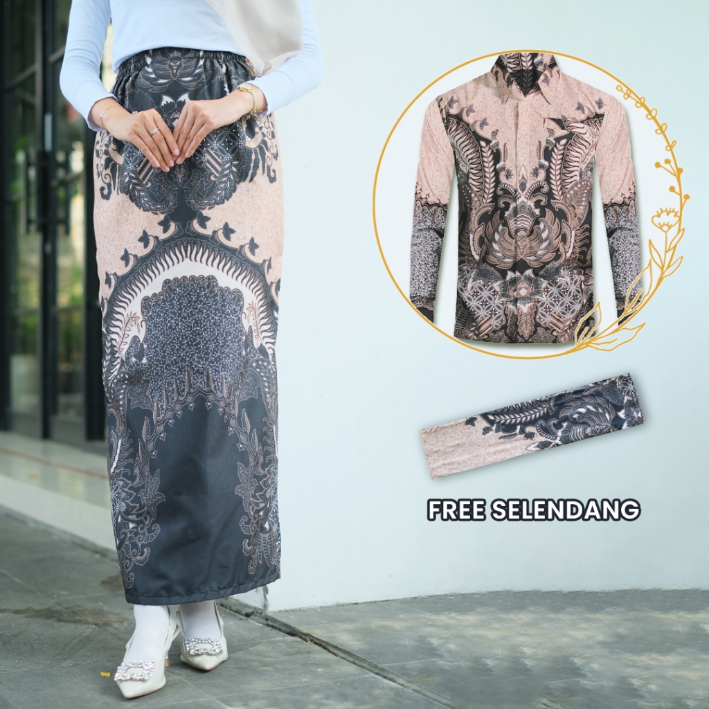Batik Couple Termurah - Rok Batik Couple Bawahan Kebaya Modern Kemeja Slimfit Baju Batik Furing Baju