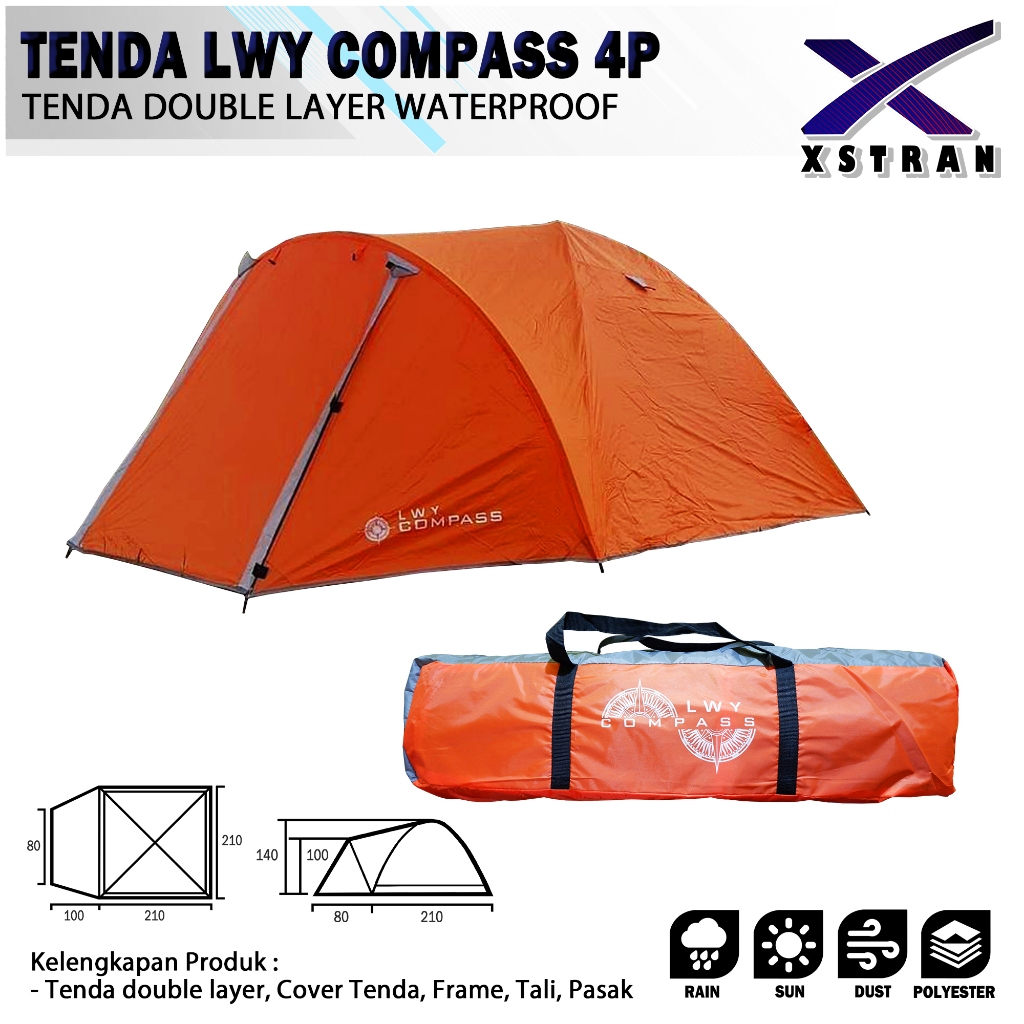 tenda camping double layer lwy compass kap 4-5 tenda double layer waterproof tenda compass