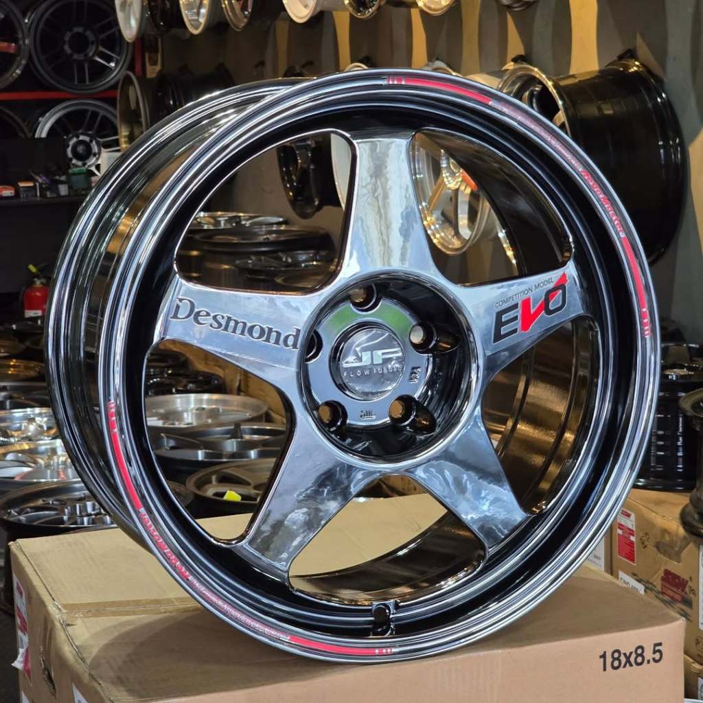 Velg Evo Regamaster - Black Chrome Ring 18 Lebar 9 ET 28 PCD 5x114 | Velg R18 | Velg Mobil | Velg Ra