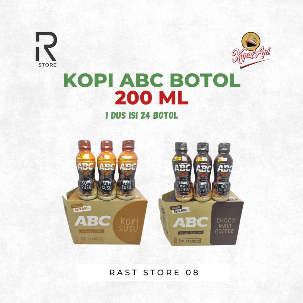 

Kopi ABC 1 Dus Karton isi 24 Botol 200 ml | Kopi Instan Siap Minum Murah Kemasan Ekonomis Kopi Susu