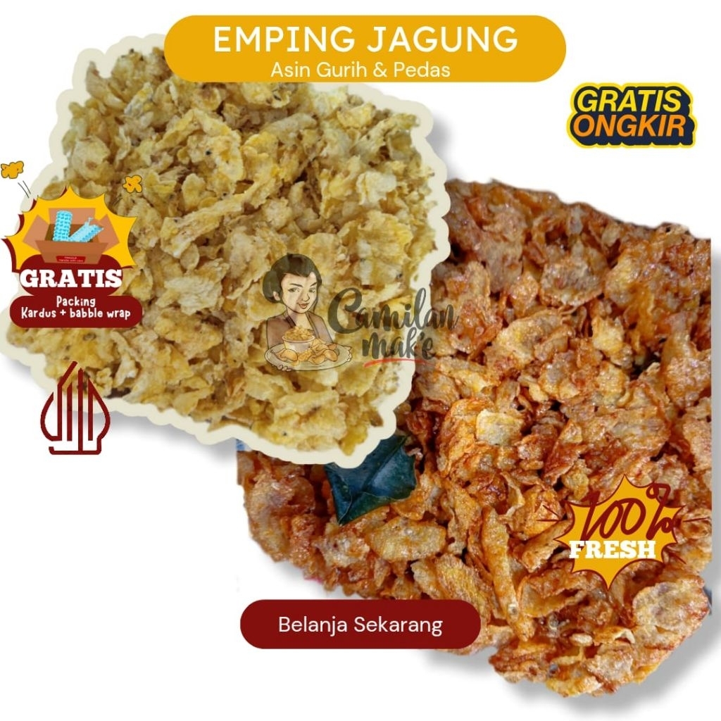

EMPING JAGUNG PEDAS MANIS & GURIH | CAMILAN MAK'E | CEMILAN | JAJANAN | JAGUNG GEPUK | SNACK KILOAN