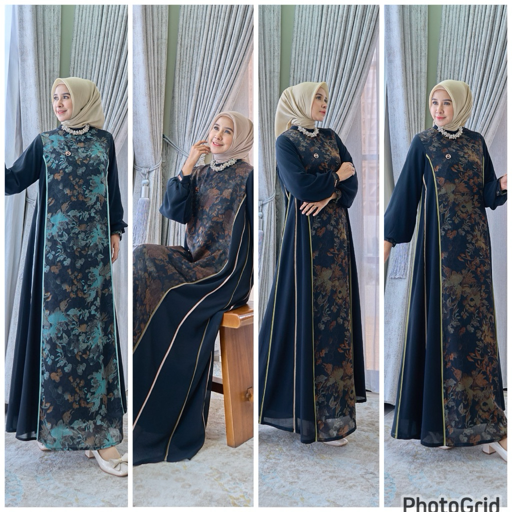 MARISKA dress vol 2 marevi,gamis hitam premium wanita simple elegant,gamis jumbo XXL