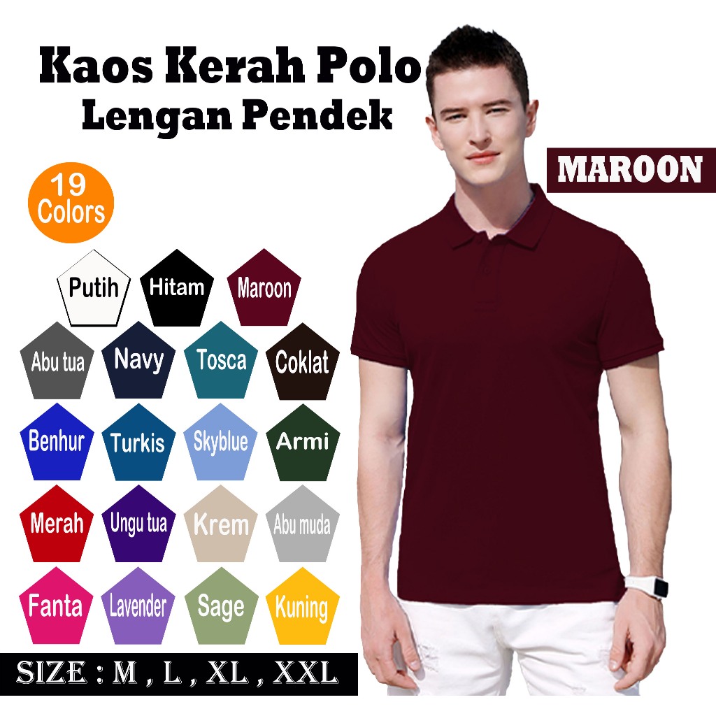 Kaos Polo Shirt Pria/Kaos Polo Kerah/Kaos Polo Seragam/Lengan Pendek