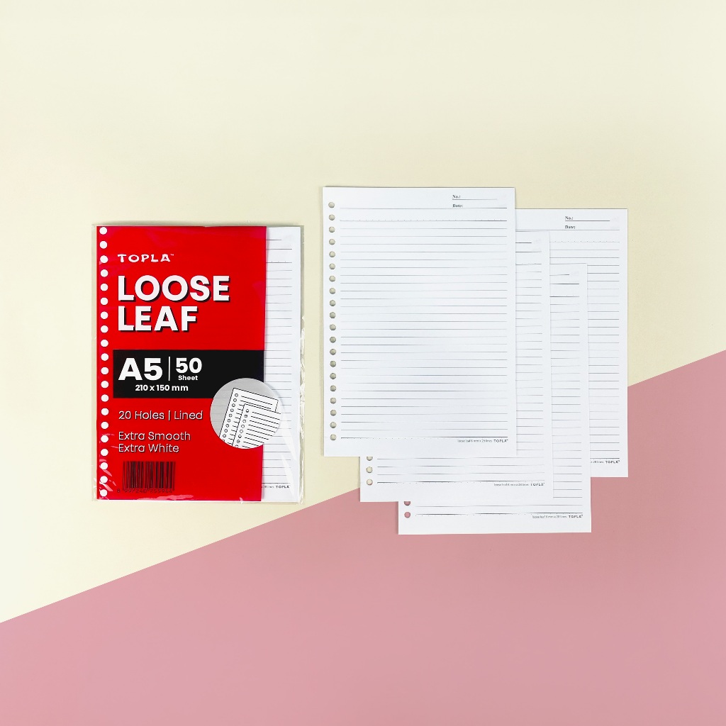 

Topla loose leaf kertas refill isi ulang binder motif bergaris ukuran A5 dan B5 isi 50 lembar