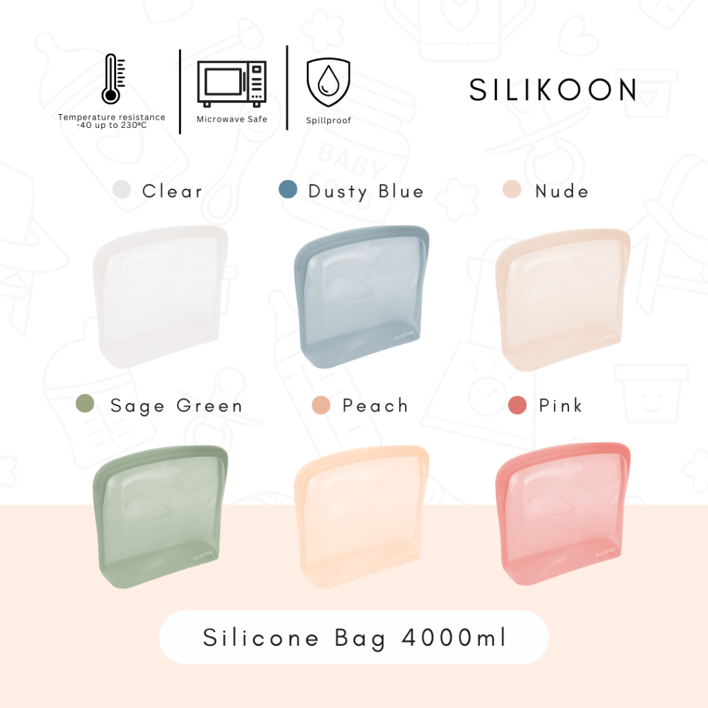 Nadokido x SILIKOON Premium Silicone Bag Large 4000ml Pouch Food Grade Leakproof - Storage Silikon T