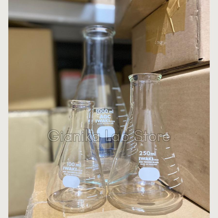 IWAKI Original Labu Erlenmeyer Gelas Kimia Labu Kerucut Tanpa Tutup Labu Ukur - 10ML
