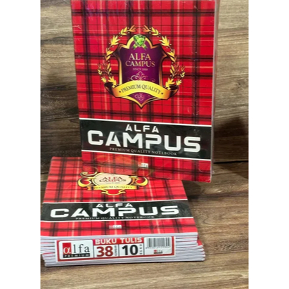 

Buku Tulis Alfa Campus 38 Lembar Ukuran Kwarto / Pendek (1 Pack 10 Pcs)