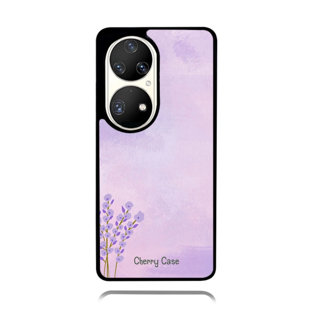 Case Phone Huawei P50 P40 P30 P20 PRO TPU Rubber Custom Softcase Beautiful Painting Flower Purple