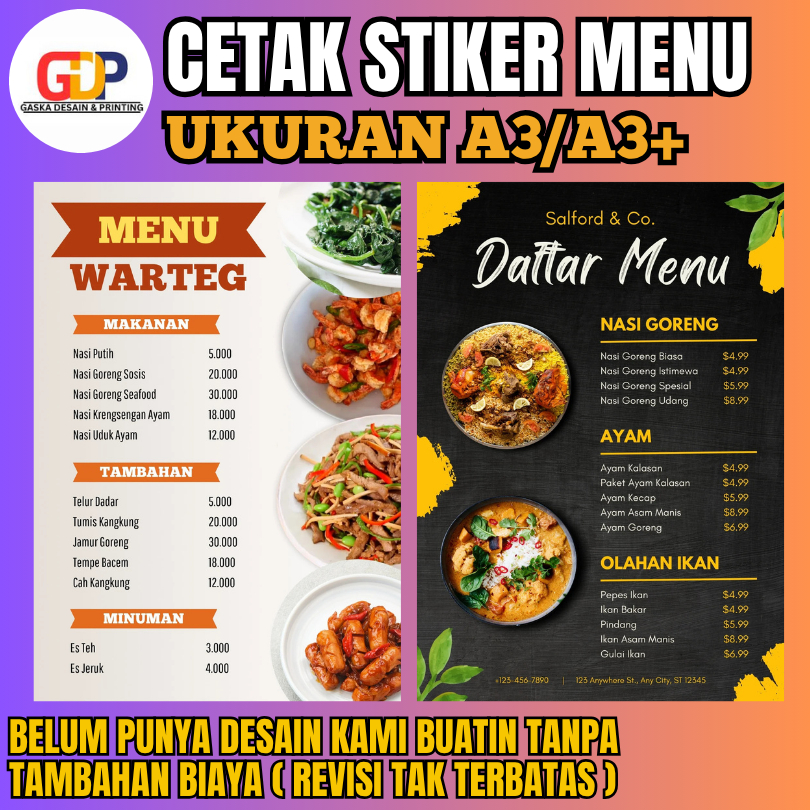 

Cetak Stiker Menu Makanan & Minuman Ukuran A4/A3 – Custom Desain