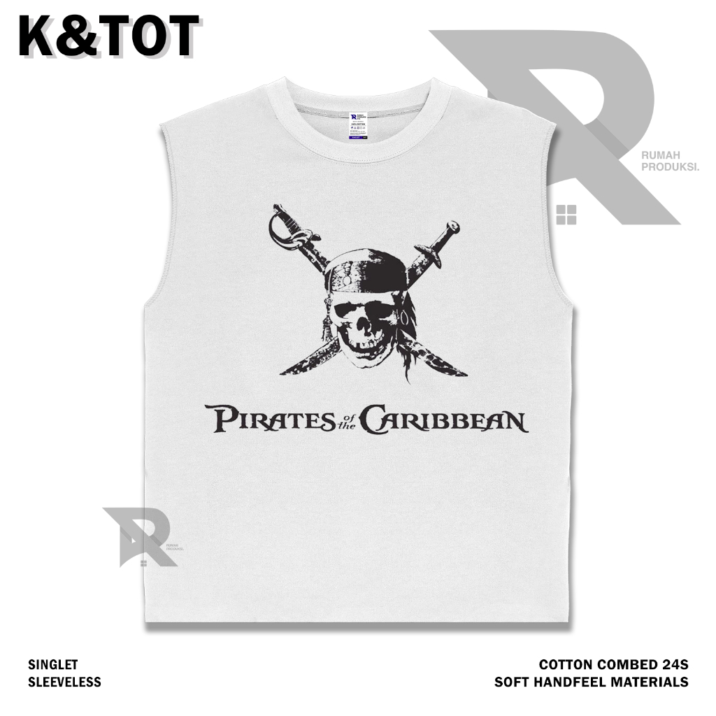 KAOS BAJU SINGLET PIRATES OF THE CARIBBEAN | BAND METAL MUSIK ROCK | T-SHIRT SINGLET PUTIH STYLE Y2K