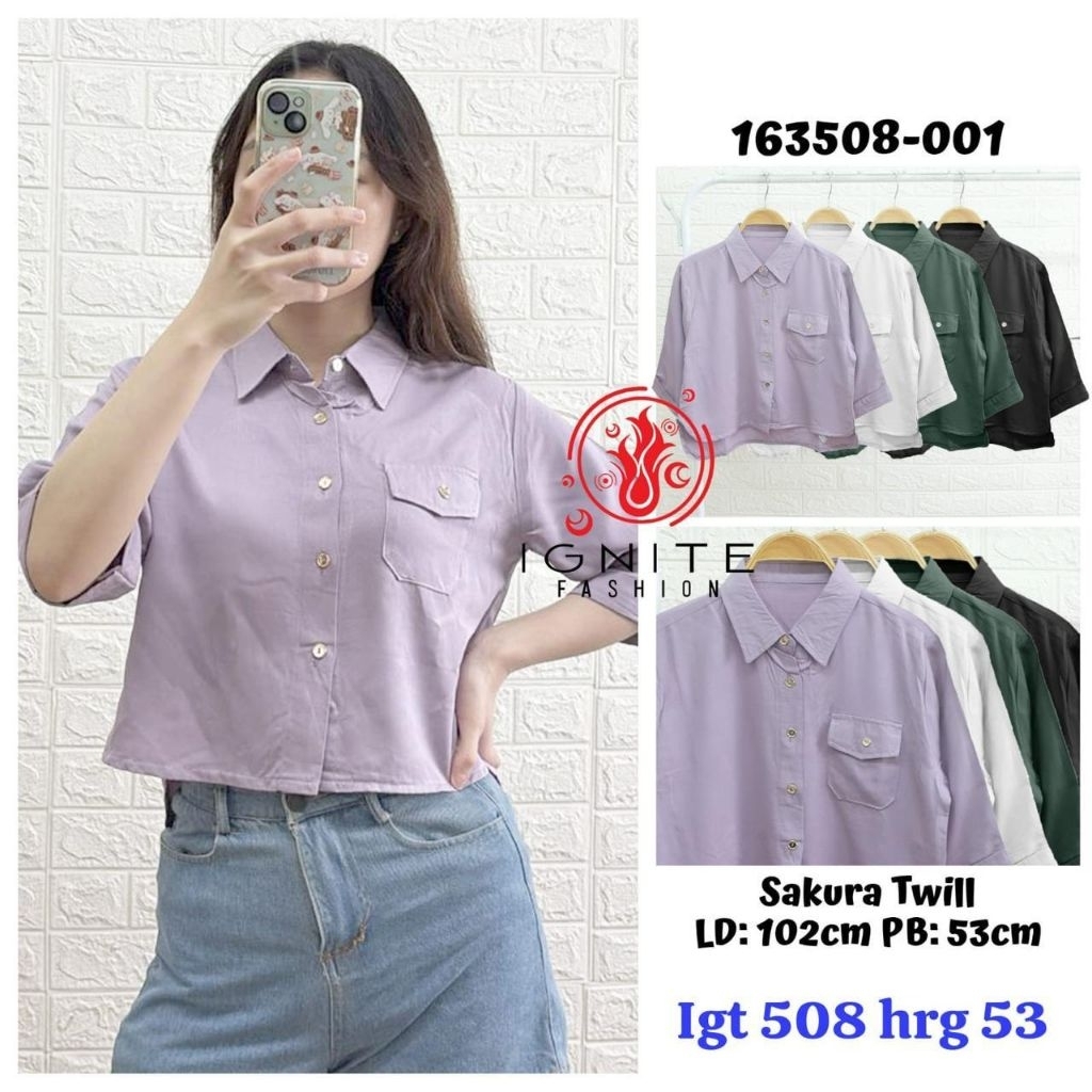 Atasan kemeja blouse casual wanita warna lilac
