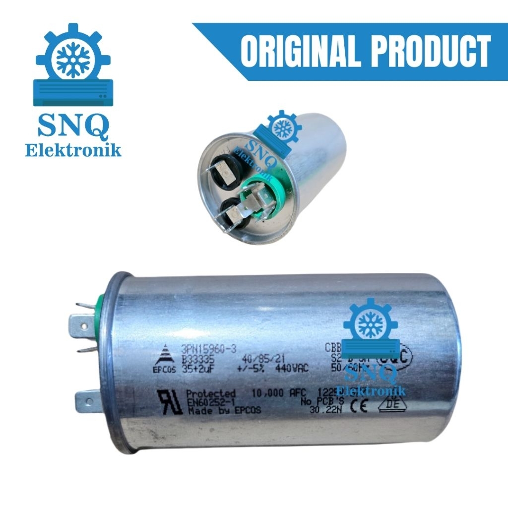Kapasitor AC original DAIKIN 35+2 uf 440 VAC EPCOS - Capasitor original epcos 35/2uf - Capasitor ori
