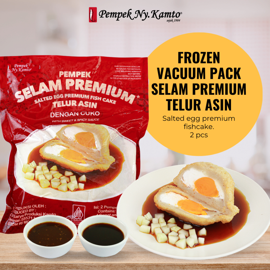 

Pempek Ny. Kamto Frozen Kapal Selam Premium Telur Asin Isi 2 pcs dengan Cuko