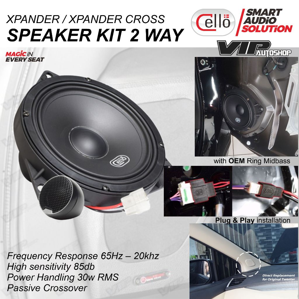 XPANDER / CROSS / LIVINA 2017-2025 speaker 2 way depan plug&play audio mobil midbass tweeter