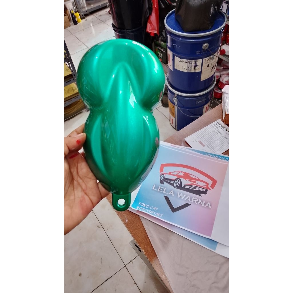 Cat Candytone Green PU +(Free Dasar) Cat Candy Green METALIC PU Cat Motor Mobil