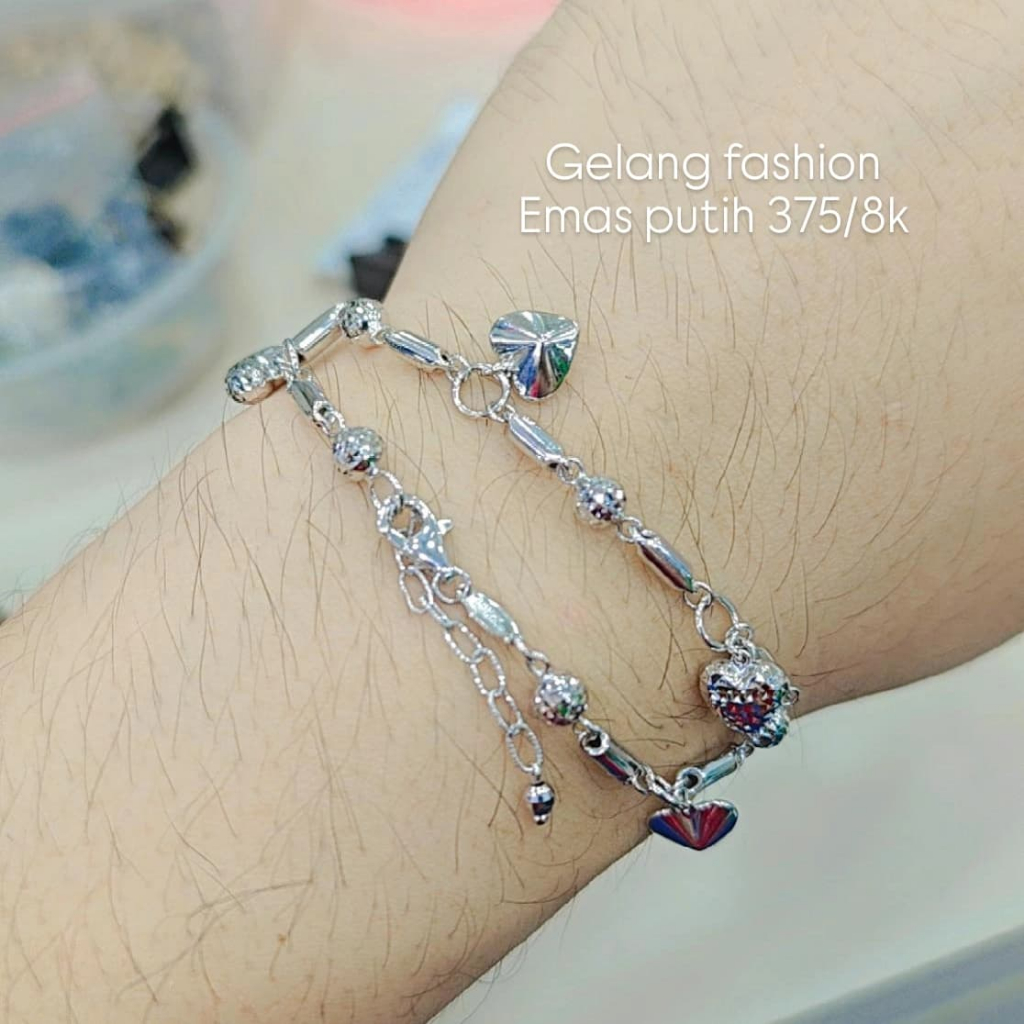 gelang bambu bola love mn 4 ekstension ubs emas putih
