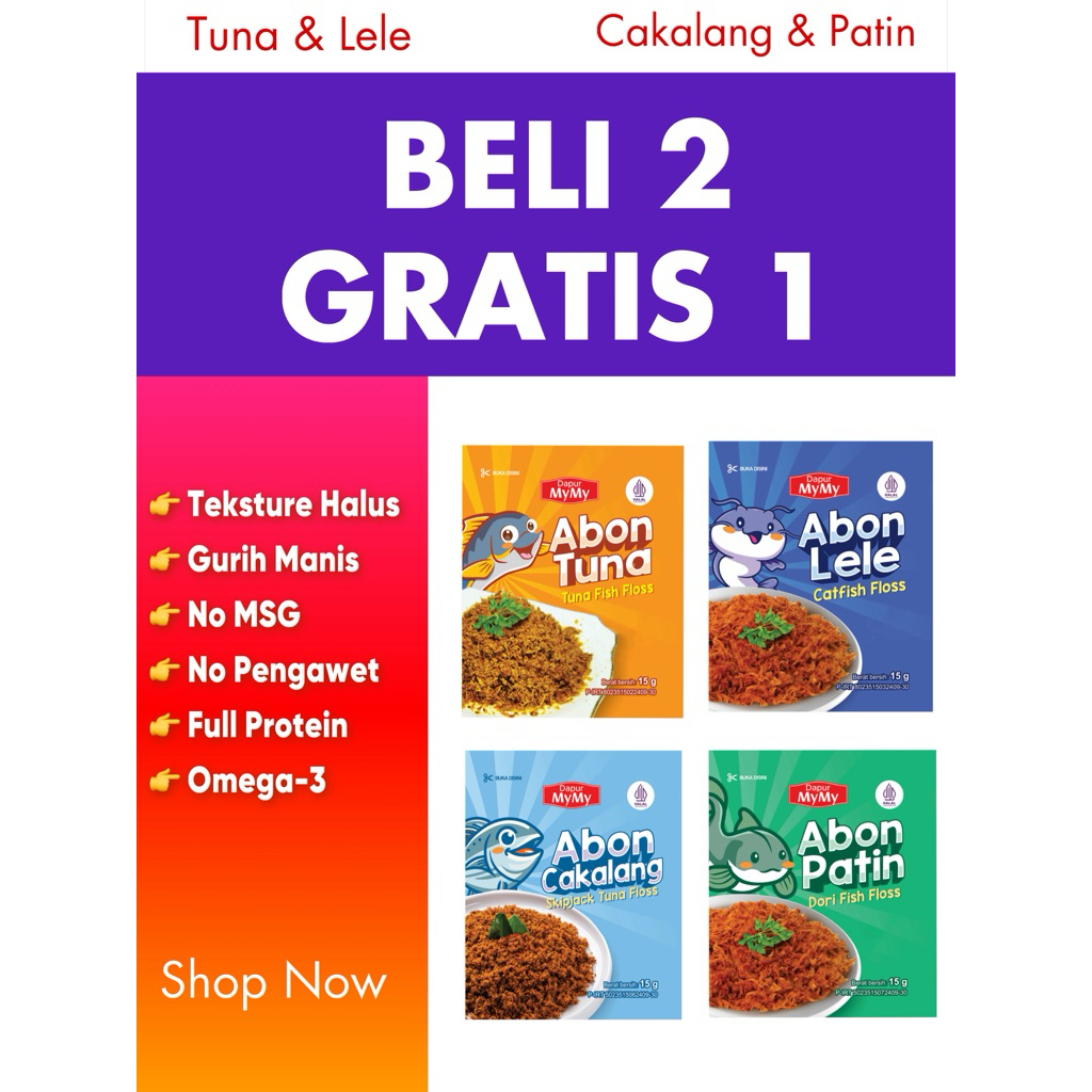 

NF- Promo Beli 2 Gratis 1 Abon MPASI BB Booster Usia 6+ 8+ Non MSG Lebih Halus