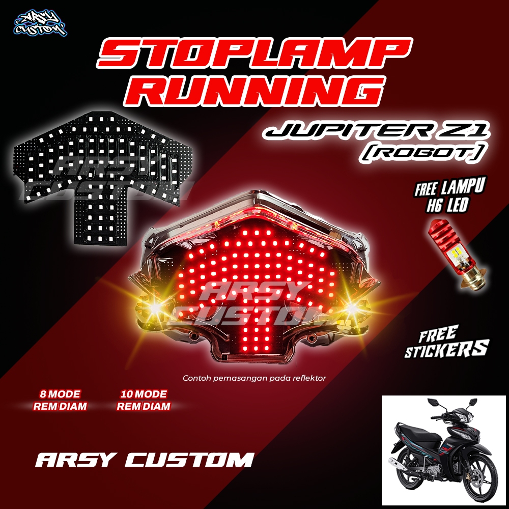 Lampu Rem Jupiter Z1 Robot LED 8 10 Mode Running Lampu Stoplamp Running Variasi Motor Yamaha