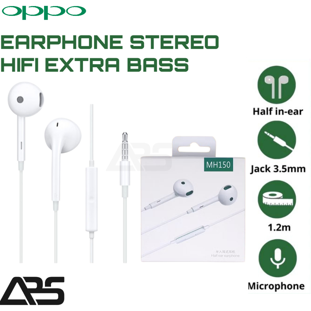 Headset OPPO Original MH150 EARPHONE STEREO HIFI EXTRA BASS  - Headset OPPO Original MH150