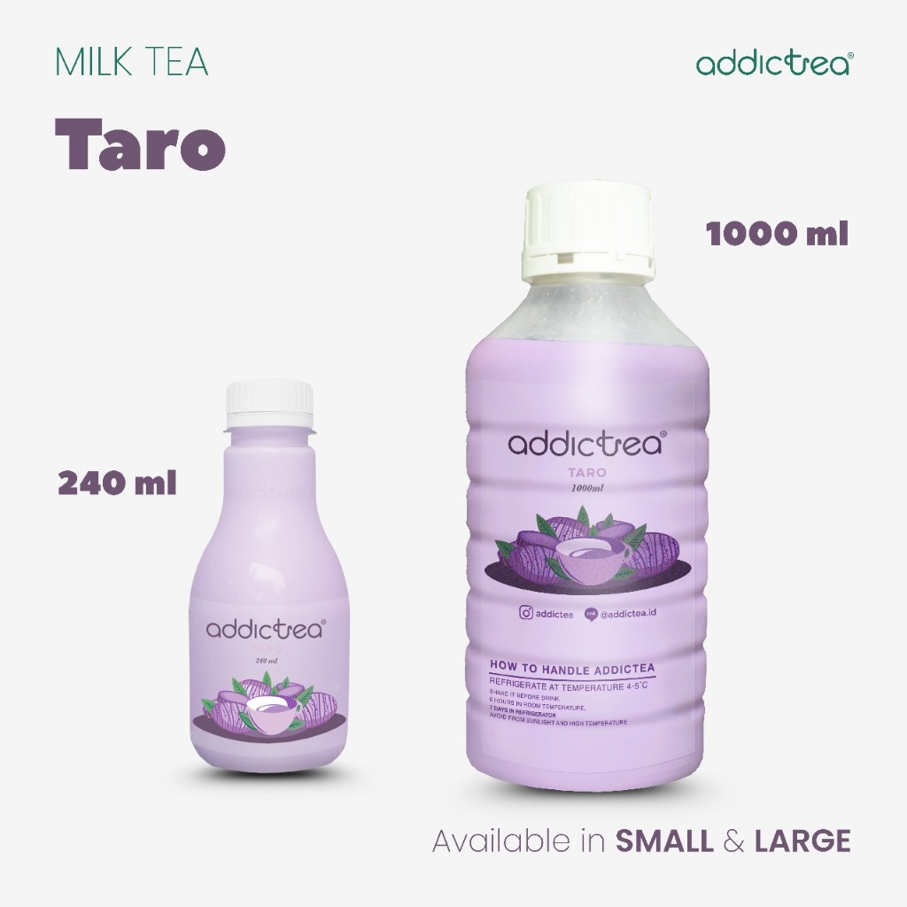 

Addictea Milktea Rasa Taro - Minuman Botol Teh Susu Berbagai Rasa 240ml - 1L