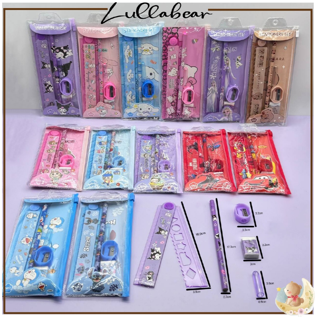 

SET PENSIL ANAK KARTUN LUCU / SET ALAT TULIS SEKOLAH ANAK / STATIONARY SET SANRIO LABUBU CAPIBARA STITCH HELLO KITTY