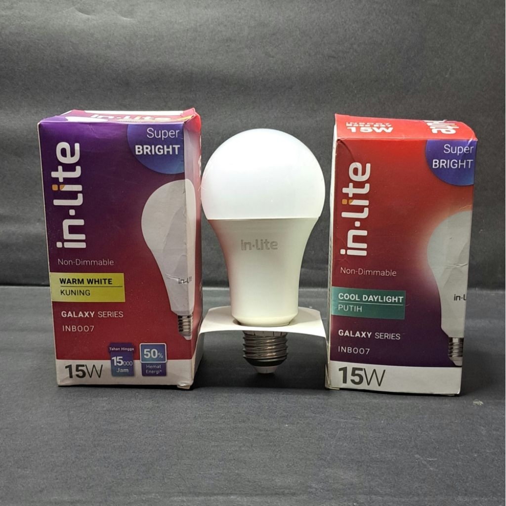 Lampu led bulb  INB007 INLITE 15 watt putih/kuning
