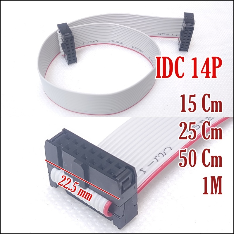 Kabel data idc header 14 Pin x 15 25 30 50 cm 1M hider Female ISP housing konektor