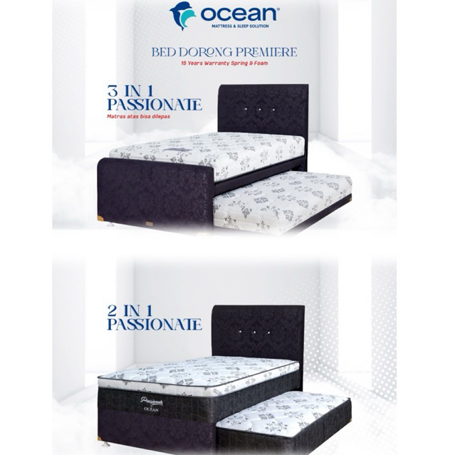 Ocean Bed Dorong Premiere 2 in 1 / 3 in 1 Passionate – Springbed Multifungsi Elegan, Garansi 15 Tahu