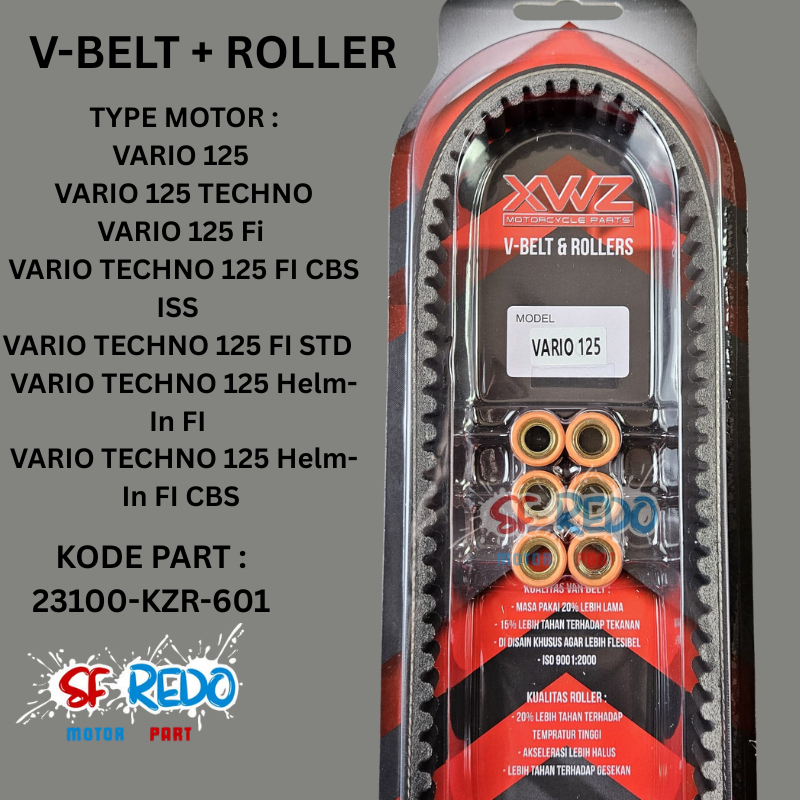 VANBELT V-BELT V BELT FANBEL VARIO 125 OLD LAMA TECHNO KZR + ROLLER XWZ