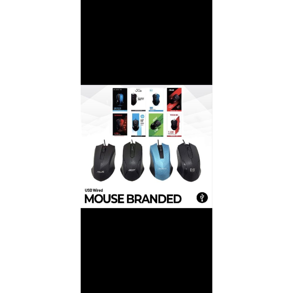 mouse kabel branded Acer,Toshiba,HP kualitas bagus